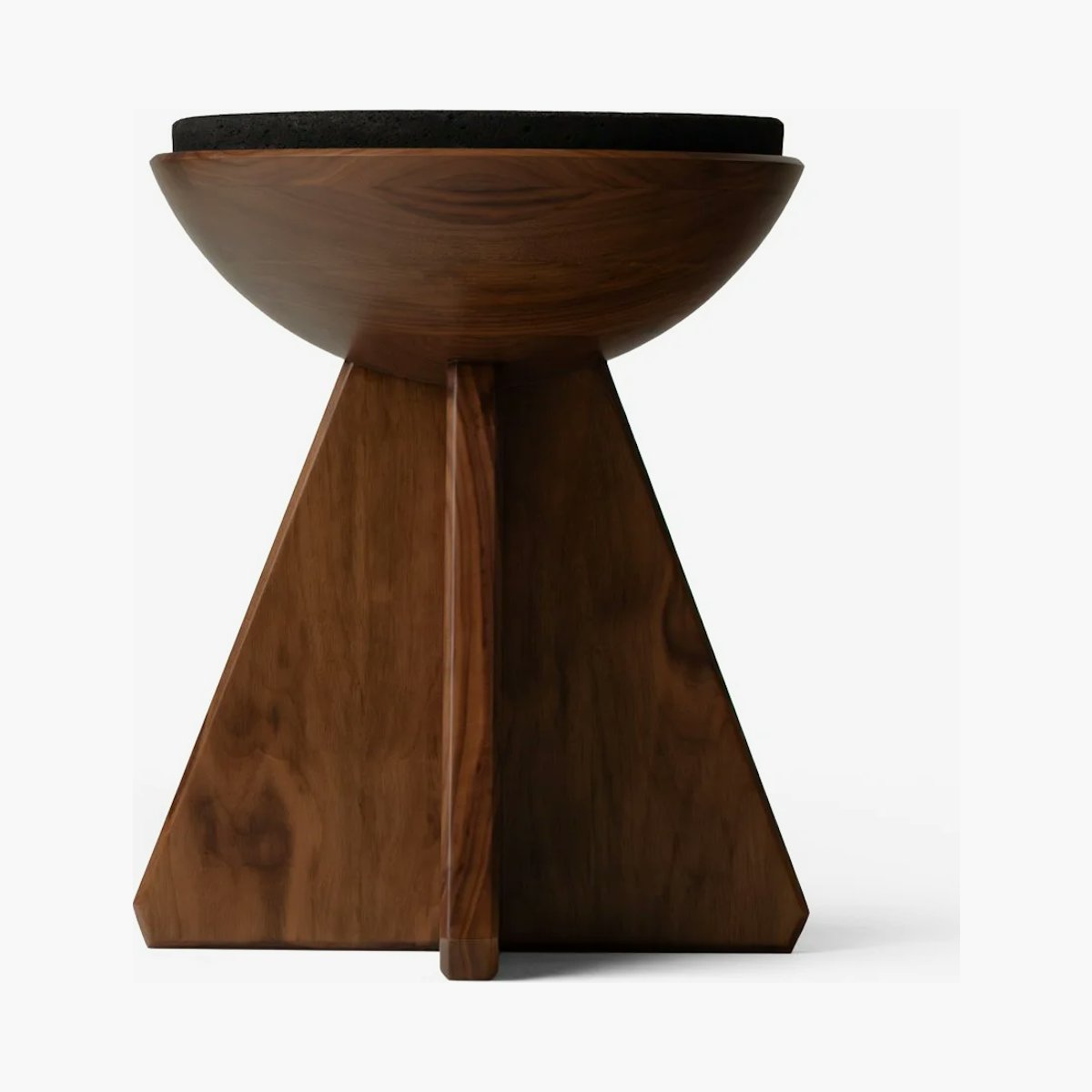 Tolo Side Table, Walnut/Bare Lava Stone