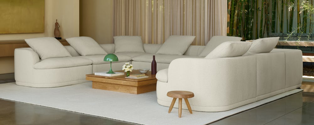 Atlason Composed Modular Sofa U Shape Sectional - Rectilinear, Turf, Cream Melange