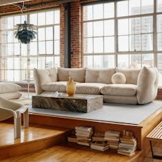 Perron Pillo Sofa in haven Ivory with Plinth Coffee Table